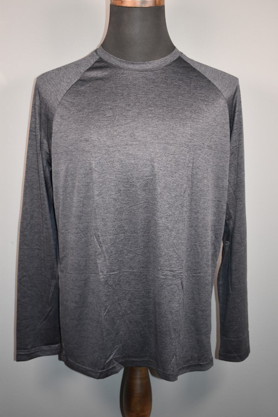 Men's Athletic Long-Sleeve Raglan Shirt Gray Size Med 100% Polyester New no Tag